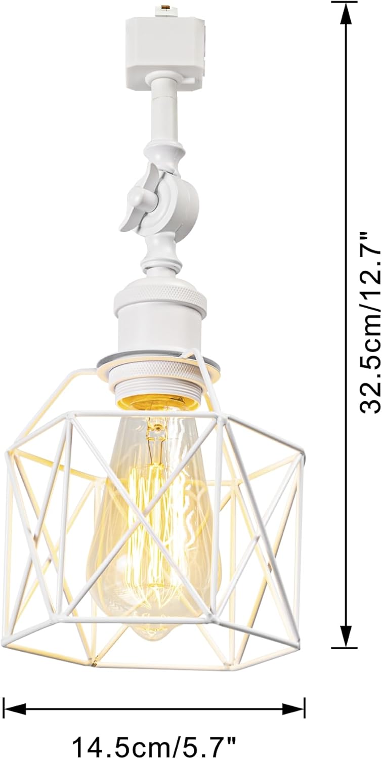 Minimalist White with Hollow Cage Shade H-Type Track Lighting E26 Base Adjustable Angle Direction for Home Office Pack of 3