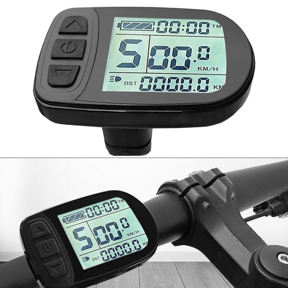 Elektrofahrrad LCD Meter KT-LCD5 für KT Controller, 24V 36V 48V Display Bildschirm, 5-poliger Stecker 210mm Draht Schwarz