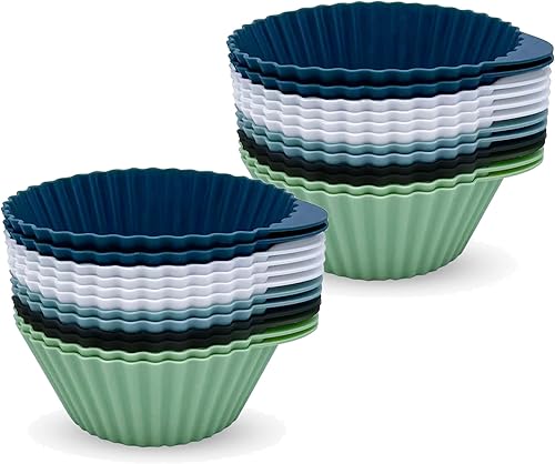 The Silicone Kitchen - Tazas de silicona reutilizables para hornear magdalenas de silicona para cupcakes, sin BPA, (paquete de 24 mezclados) PAQUETE