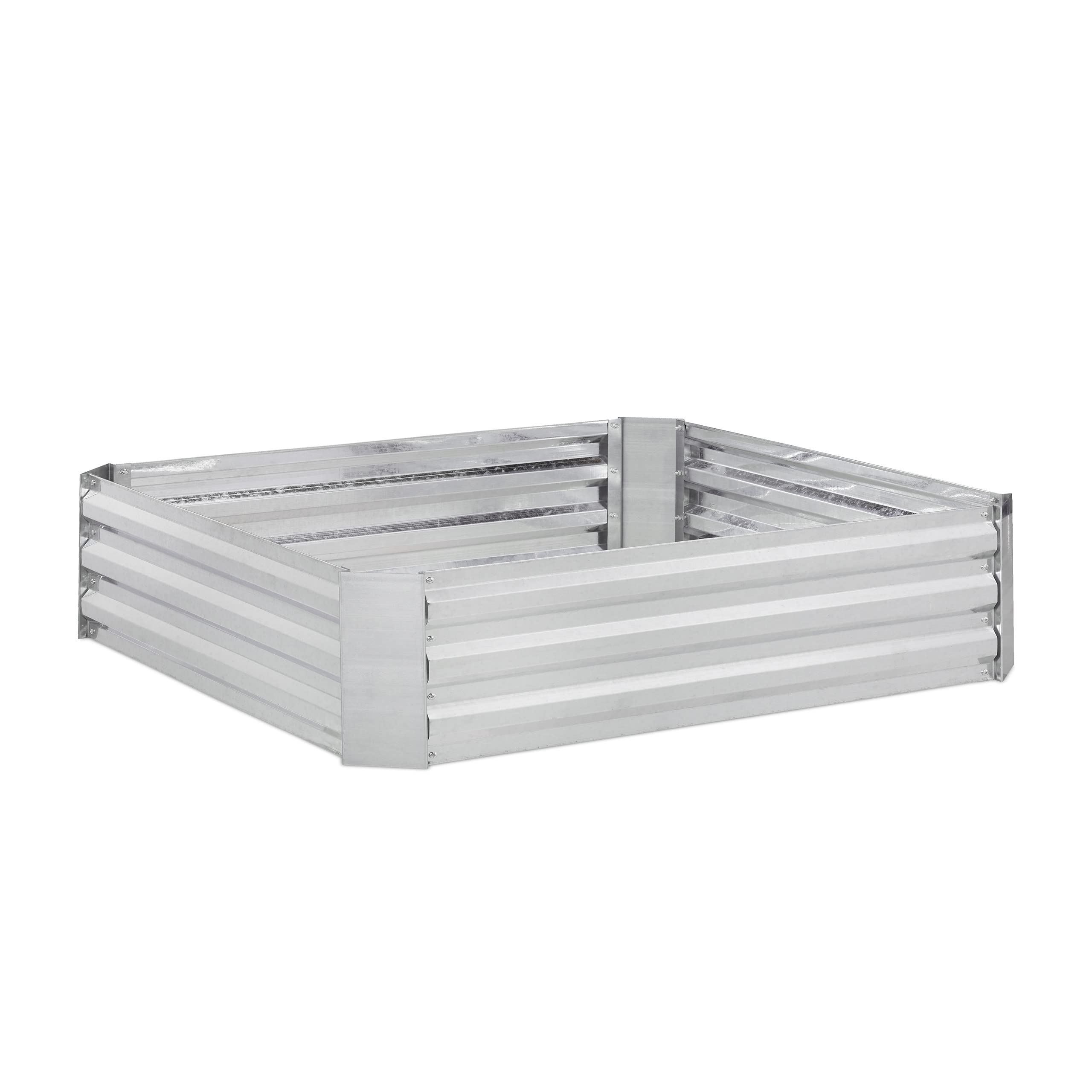 Relaxdays Raised Flowerbed, Galvanised Metal, for Flowers, Plants & Vegetables, HxWxD 30x120x90 cm, Square Frame, Silver, Iron, 30 x 120 x 90 cm