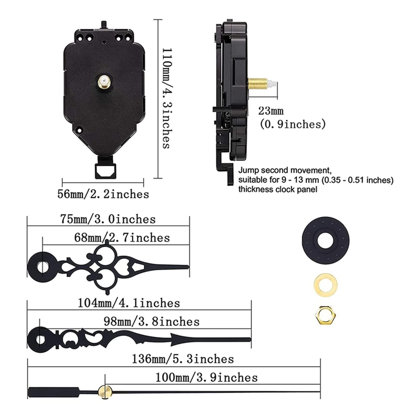 Mecanismo de Movimiento de Reloj de péndulo de Cuarzo de 2 m con manecillas, Kits para reparación de Relojes DIY, Piezas de Repuesto, Accesorios, Kit de Herramientas de reparación