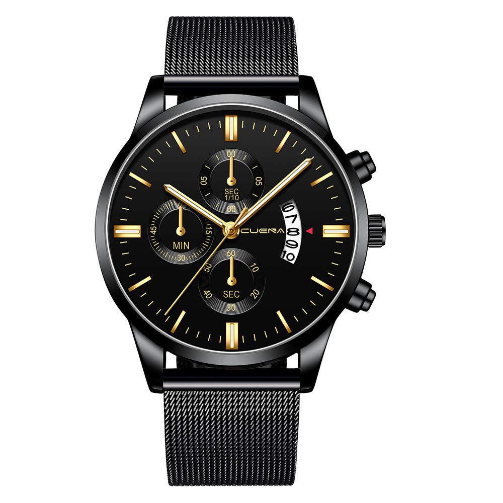 COOKI Mens Watch Fashion Business Wristwatch Analog Quartz Watch Dress Calendar Watch Stainless Steel Band Watches for Men (B0816XG81T) Amazon Price History, Amazon Price Tracker