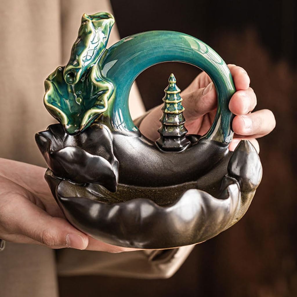 Quemador de incienso de cascada, quemador de incienso de cerámica creativa, una artesanía decorativa para el hogar y el estudio. Quemador de incienso de reflujo