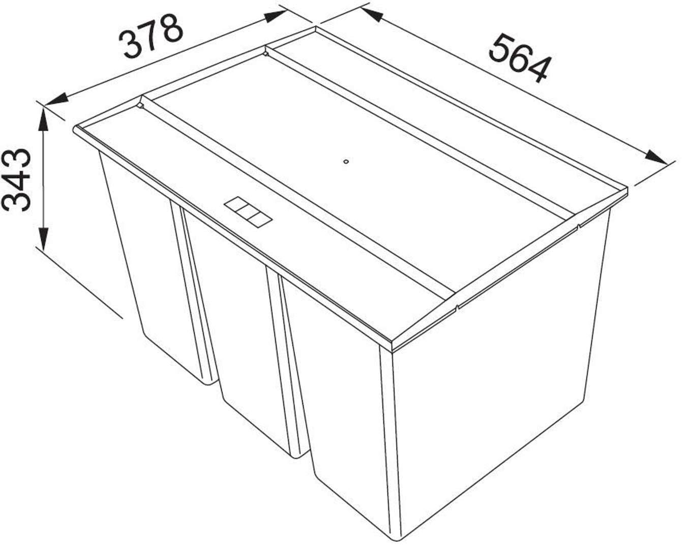 Franke Kitchen Systems Easysort 600-3-0 Abfallsorter Abfalleimer Mülleimer Abfallsammler, Plastik, schwarz, 37,8 x 56,4 x 34,3 cm