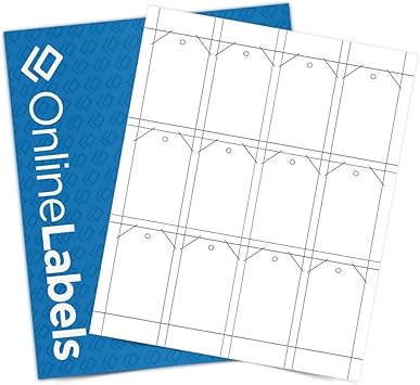 Printable Tags - 1.75 x 3 - Cardstock - Pack of 1,200, 100 Sheets - Inkjet/Laser Printer - Online Labels