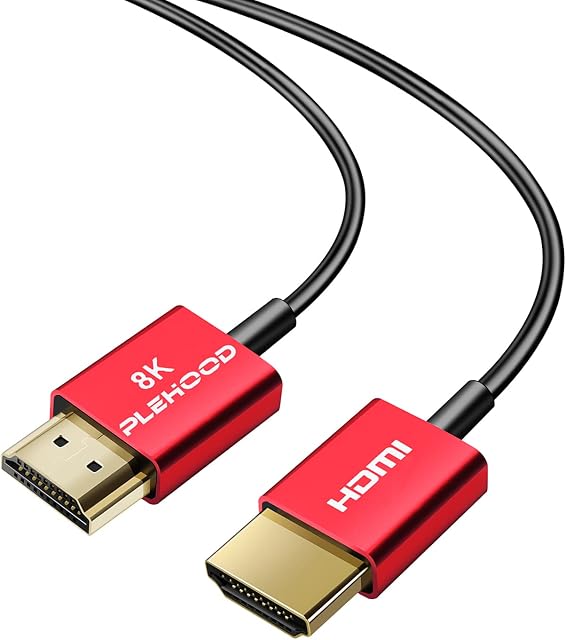 8K HDMI 2.1 Cable 1.5m, Slim HDMI to HDMI 48Gbps, Ultra Thin Cable, 8K@60Hz 4K@120Hz, Dynamic HDR, eARC, Dolby Vision, Compatible with GH5S, NS, 8KUHD TV, PS5, Xbox One1.5m(4.9ft)