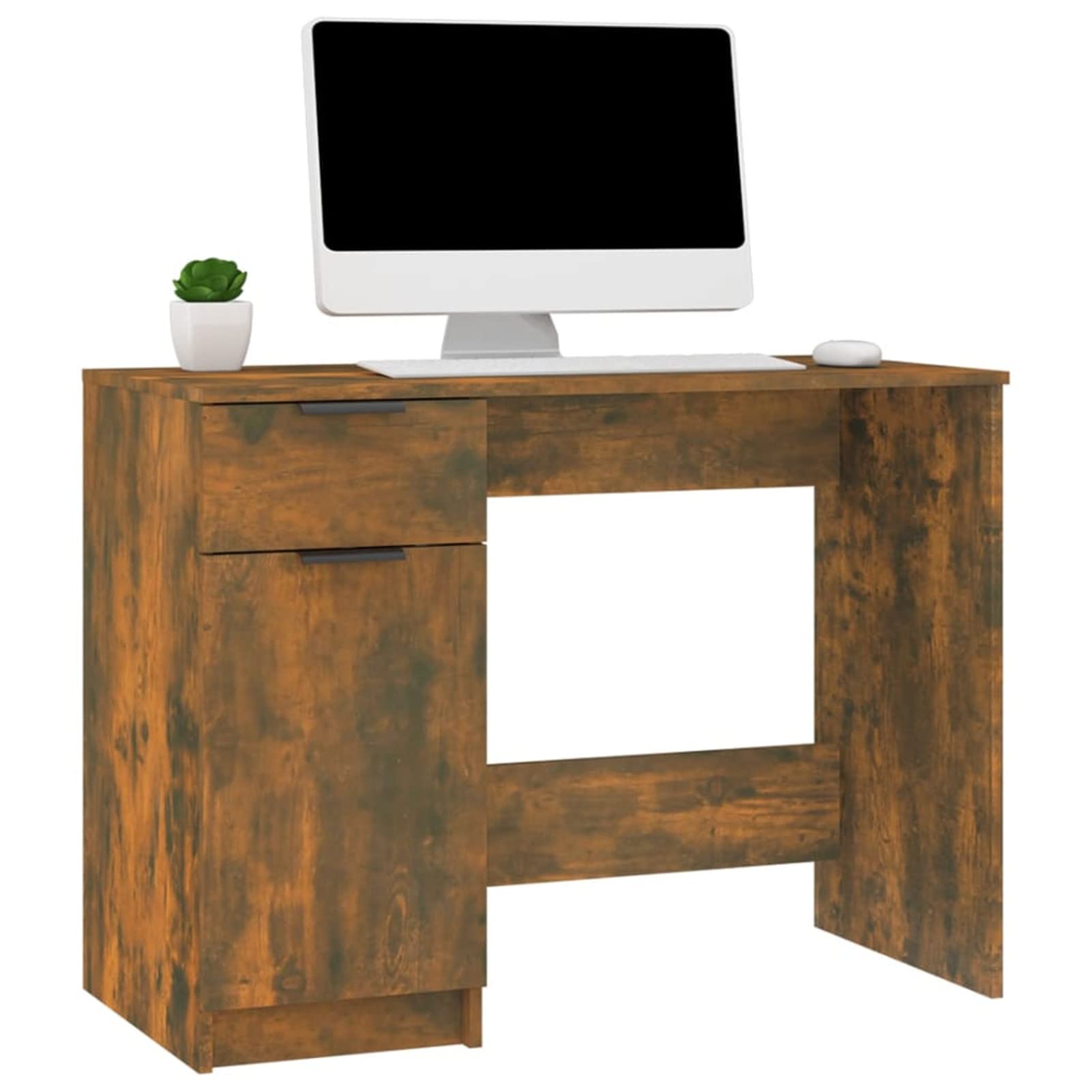 Homgoday Mobilier de bureau en chêne fumé 100 x 50 x 75 cm en bois multicouche, décoration de meubles, meubles d'intérieur/extérieur pour salon bureau