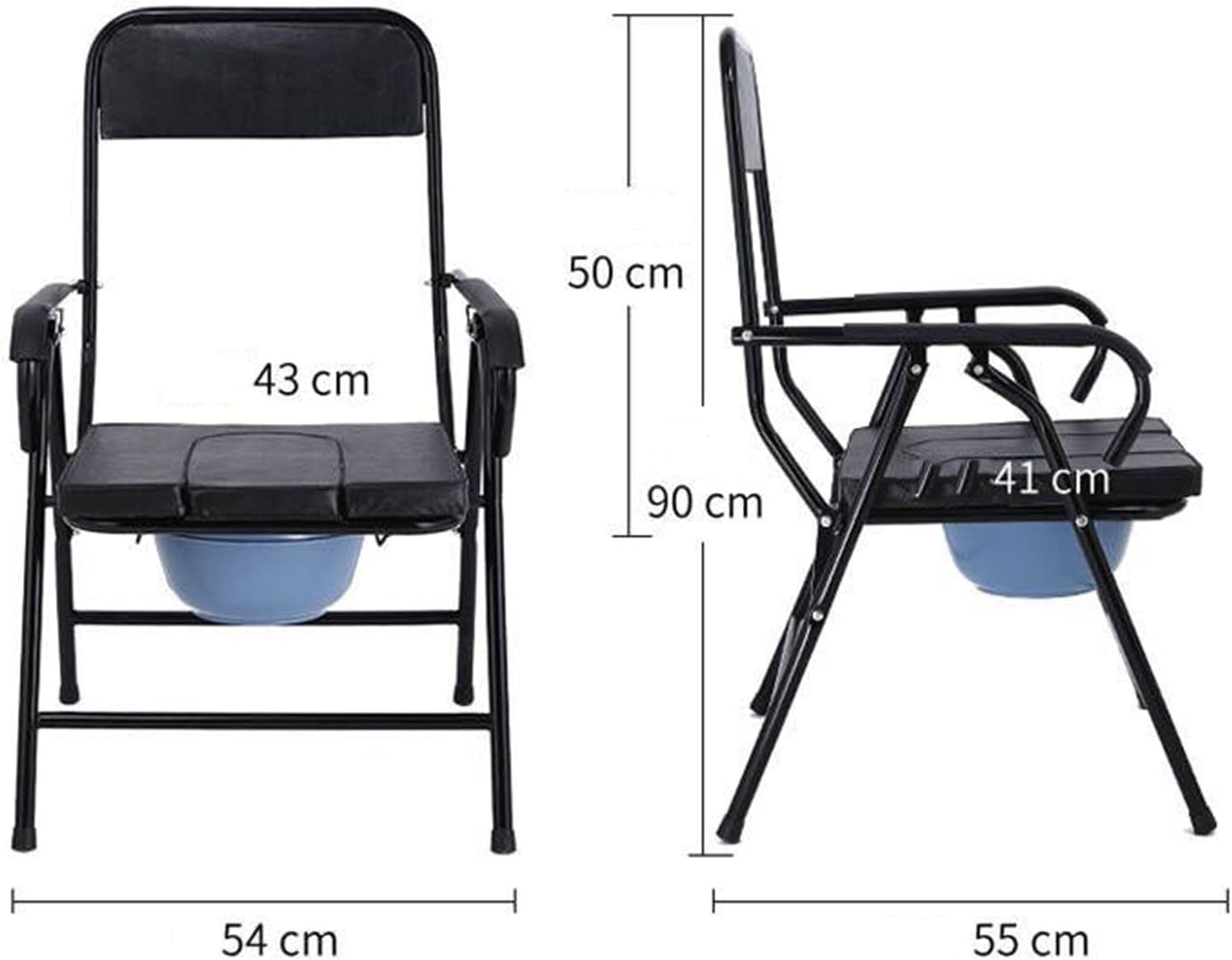 4-in-1 Raised Toilet Seat with Handles and Back Soft Padded, Medical Bedside Commode Chair, Elderly, Handicap, Pregnant, Folding Bedside Commode, 420 Lbs Capacity