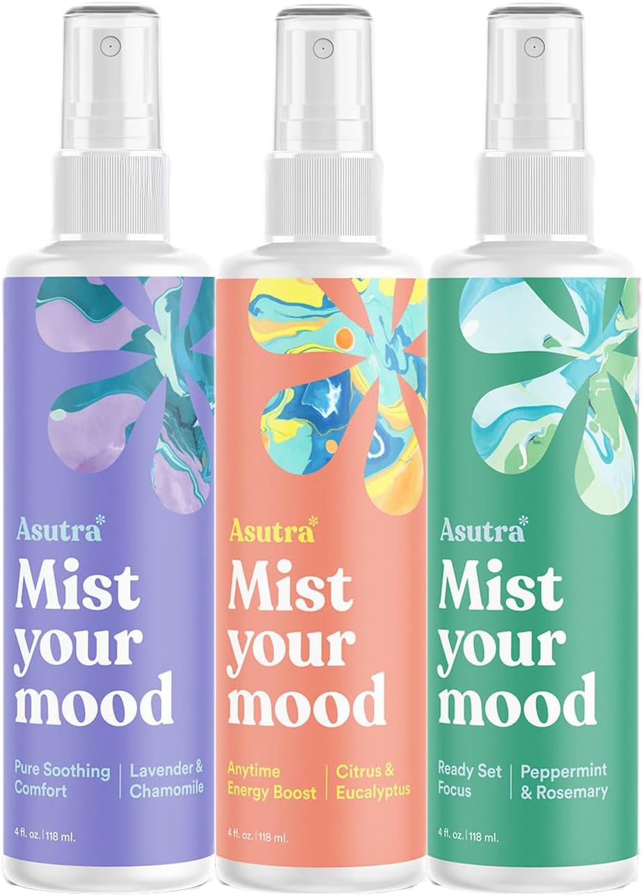 Multi-Use Essential Oil Aromatherapy Spray (3 Scent Variety Pack), 4 fl oz Each