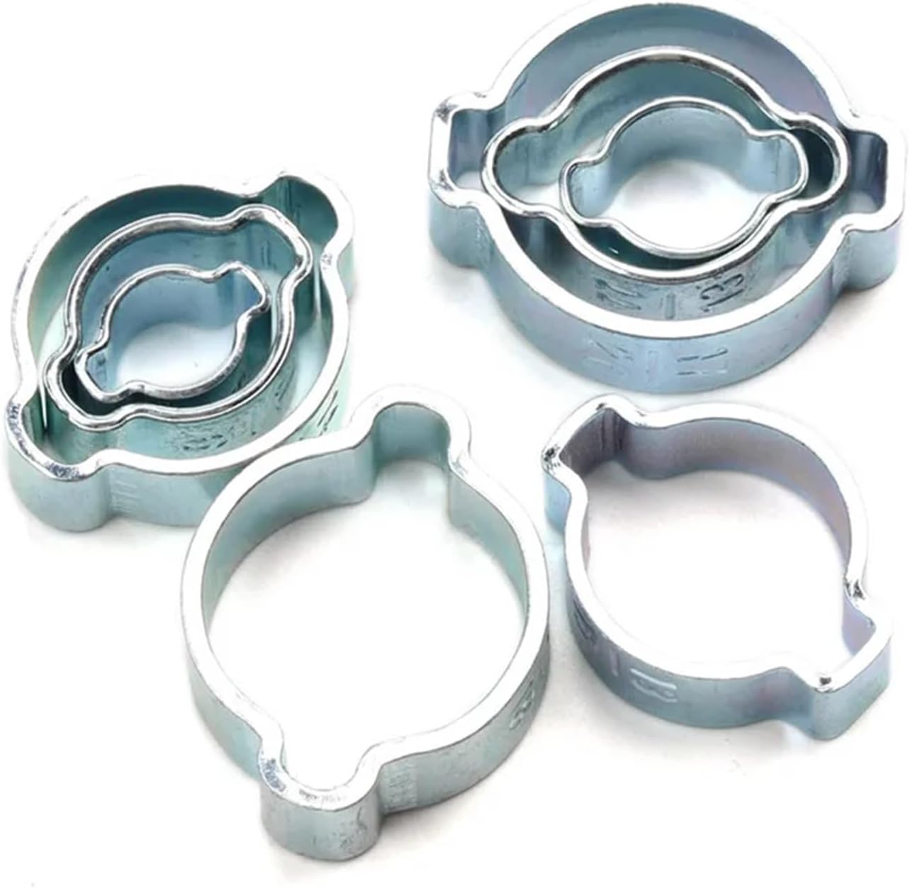 100Pcs 1Set Double Ear Clamp O Clips-Crimp Clip Air Silicone Petrol Water Fuel Hose Pipe Stainless Steel Hose Clamps Cinch Ring