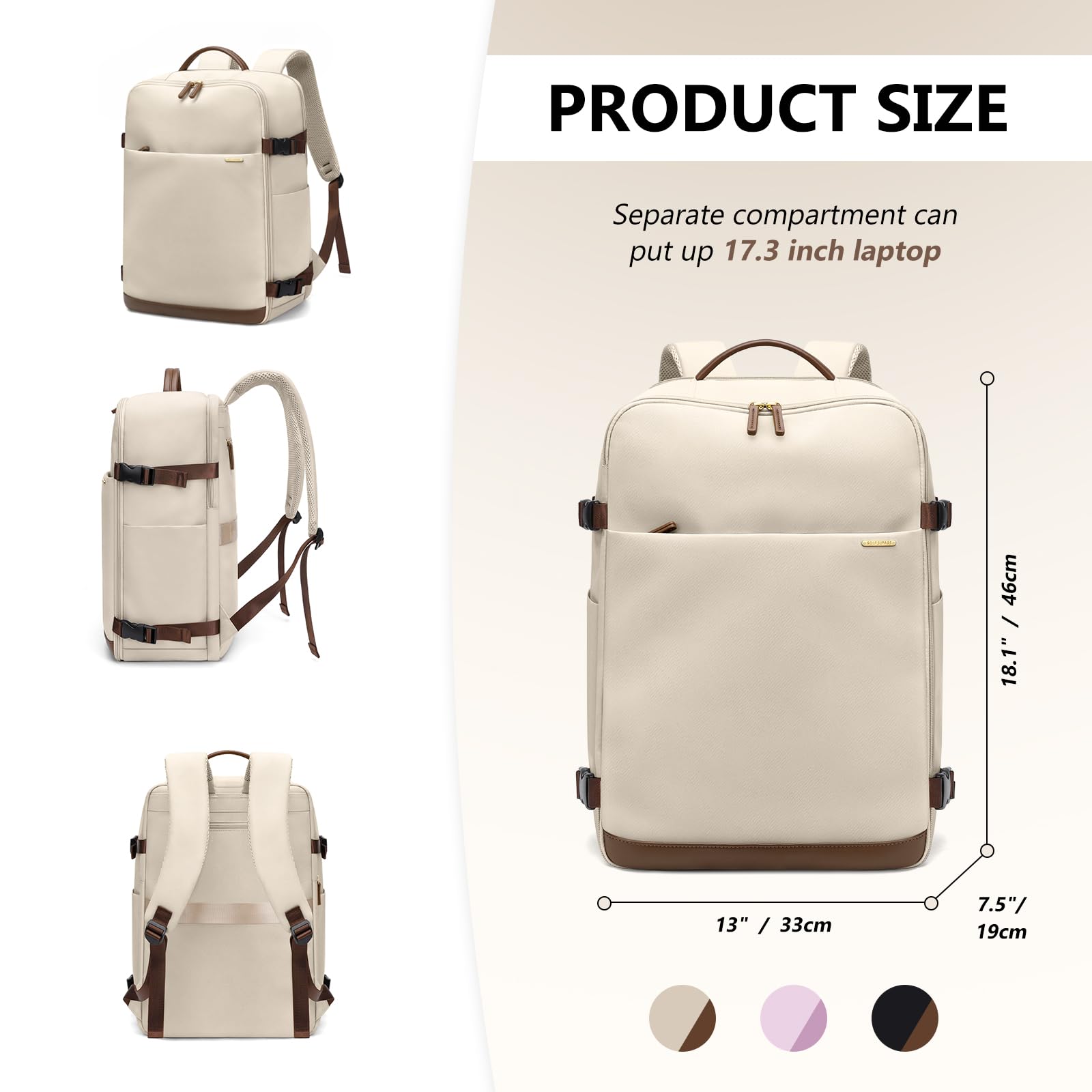 GOLF SUPAGS Zaino Ryanair Zaino da Viaggio Aereo Bagaglio a Mano Borse per Laptop da 17.3 Pollici Donna Uomo Casual Daypack per il Viaggio Lavoro Scuola