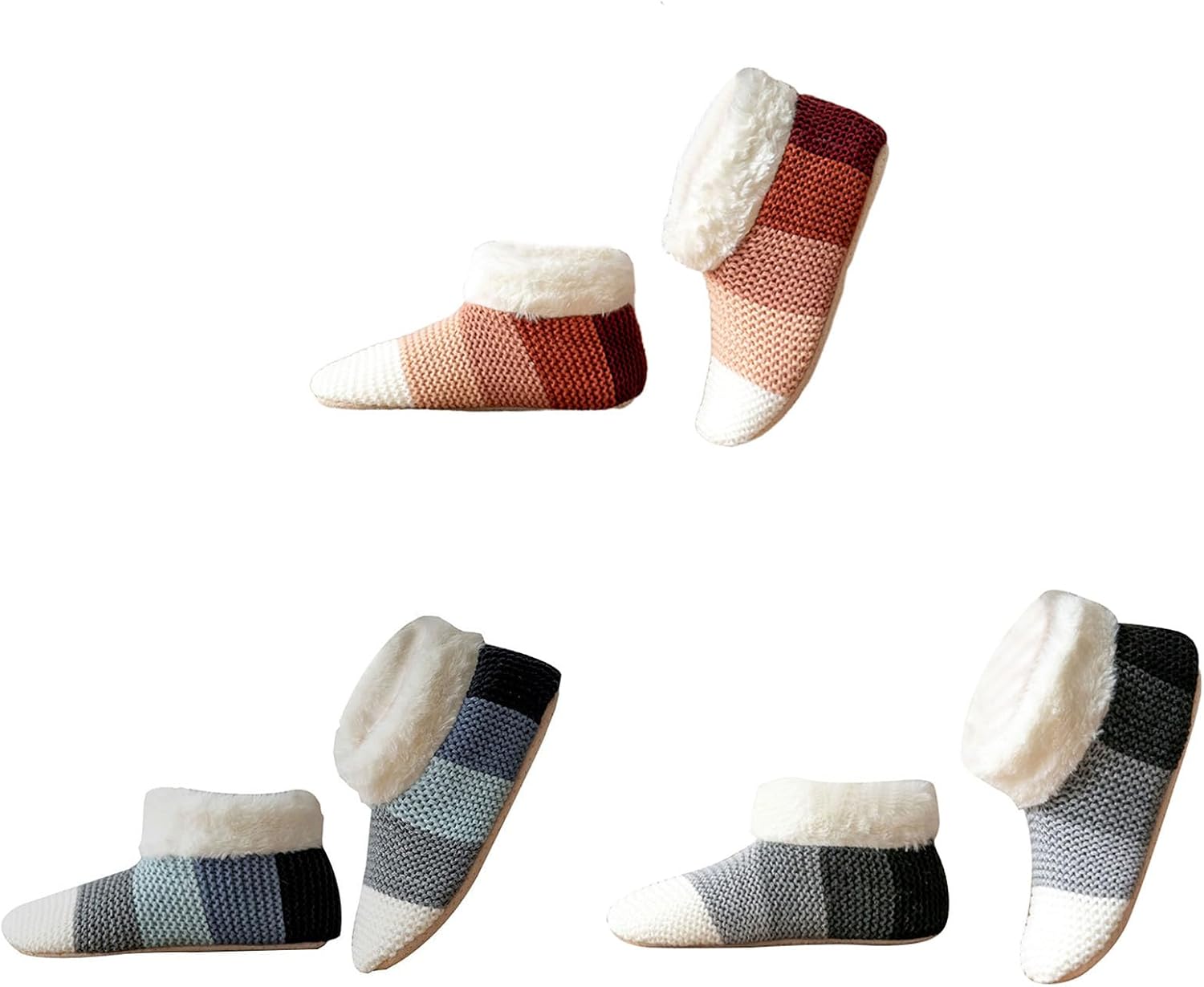Multipurpose Warm Thick Fleece Lined Ankle Socks for Chilly Days with Slip Soles Knitted Slipper Ankle Unisex