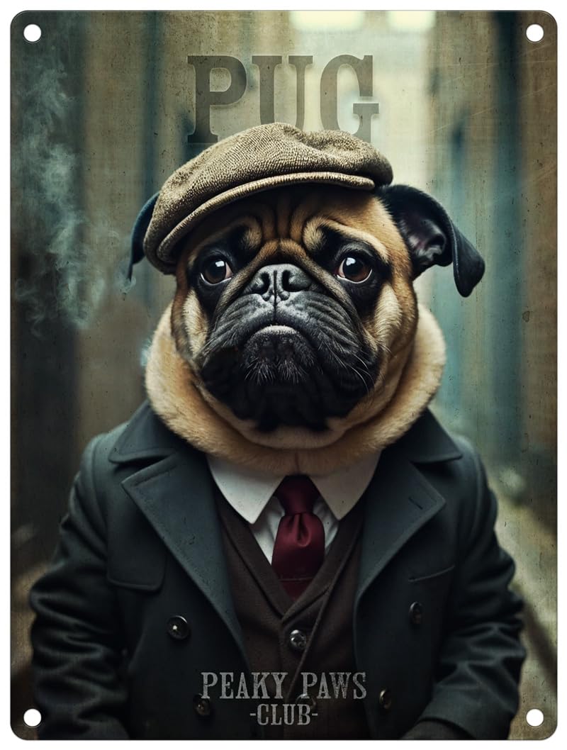The Original Metal Sign Pug Small (150 X 200Mm) Metal Sign - Peaky Paws Club