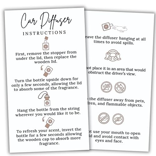 Car Diffuser Instruction Cards | 2" x 3.5" inch Business