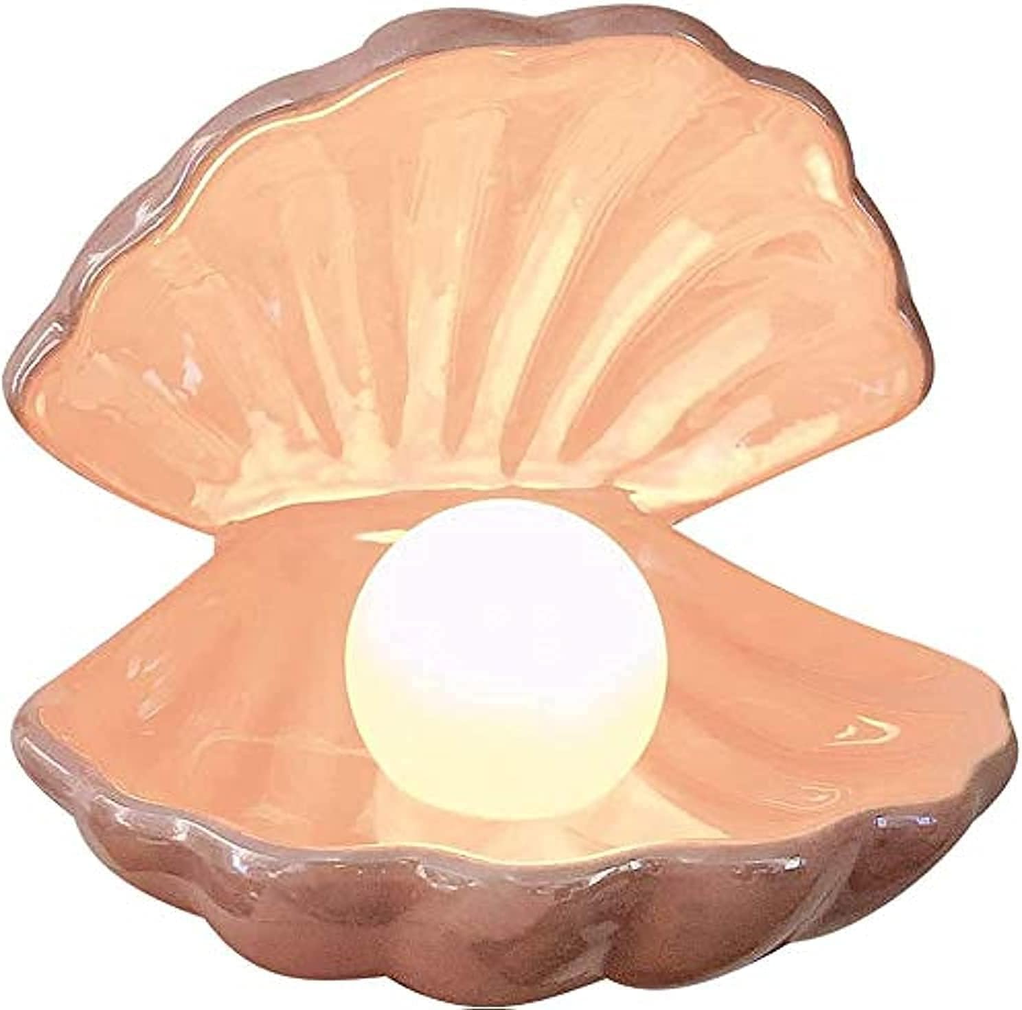 Shell Pearl Light LED Accent Lamp Portable Night Light Pearl in Shell Desktop Ornament Home Decor for Bedroom Living Room Graceful Light (Pink)