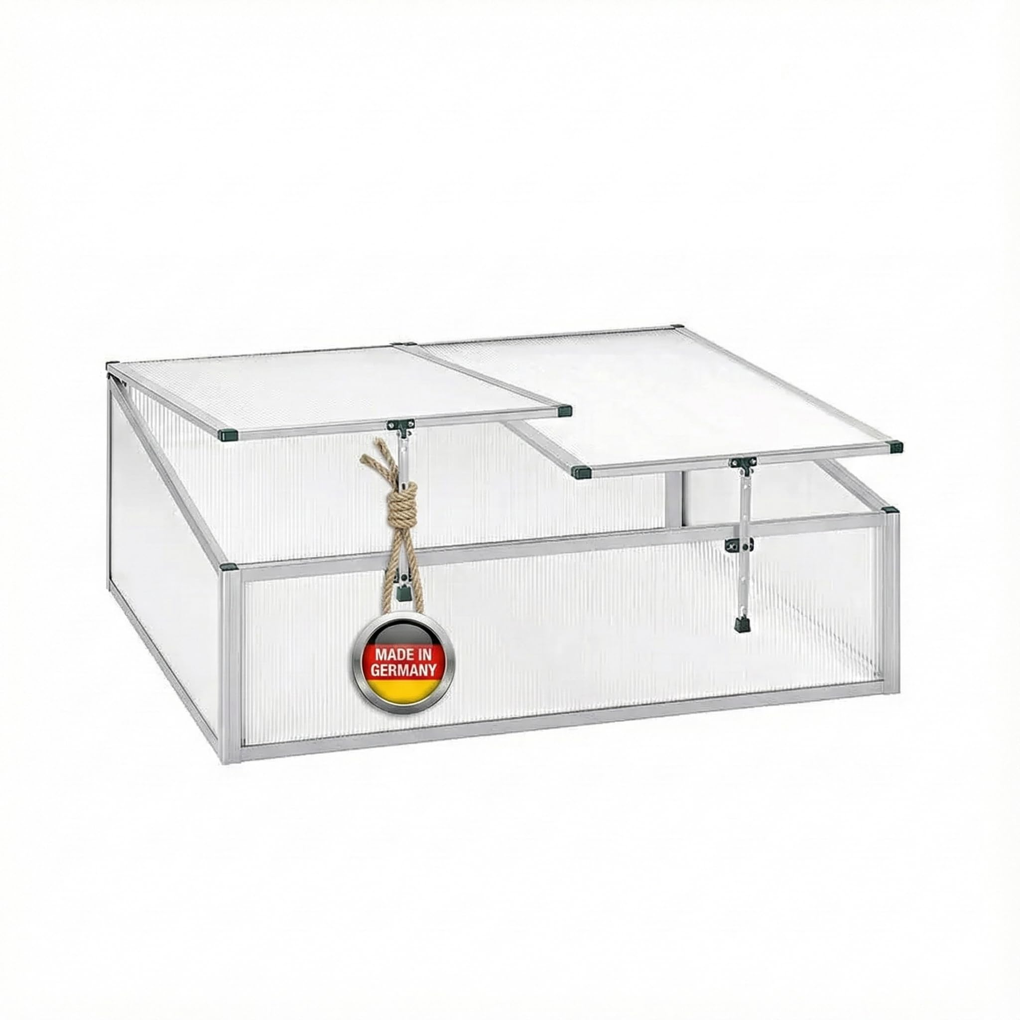 Beckmann FS1 Frühbeet Typ Allgäu Modell 1 [10 Jahre Garantie] I Extrem stabil: Hagelfeste 6mm Stegdoppelplatten I Made in Germany I UV-Schutz I Premium Aluminium Mini Gewächshaus I 100x90cm