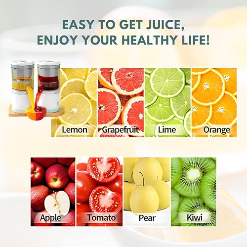 Vista 5 de Exprimidor eléctrico recargable de cítricos - USB-C, inalámbrico, exprimidor portátil de jugo de naranja, exprimidor premium para limón, tomate