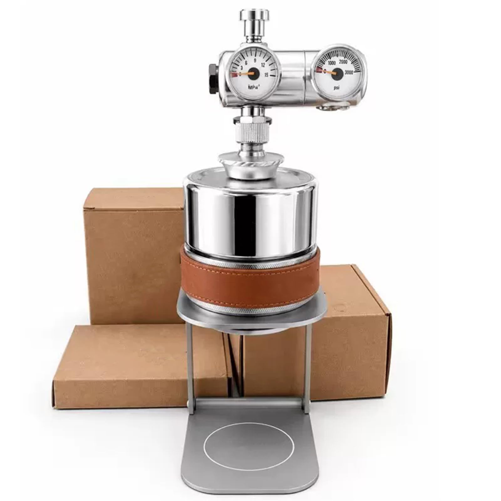 Macchina Per Caffè Espresso Pneumatica, 58 Mm, In Acciaio Inox A Doppia Parete, Con Cestello Da 18 G, Manometro, Ideale Per Campeggio, Viaggi E Per La Preparazione Del Caffè A Casa