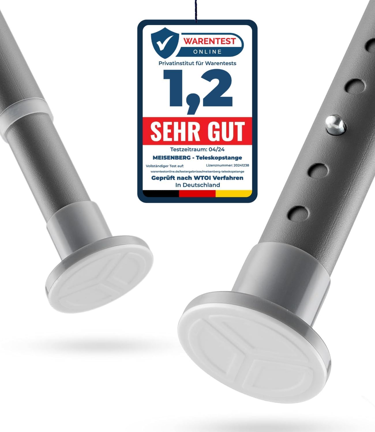 MEISENGERG Barra Cortinas Extensible Sin Taladro, Barra Cortina Ducha, Gris (260-310 cm) - Varilla Telescópica Ajustable a Presión Multifuncional - Ø25mm