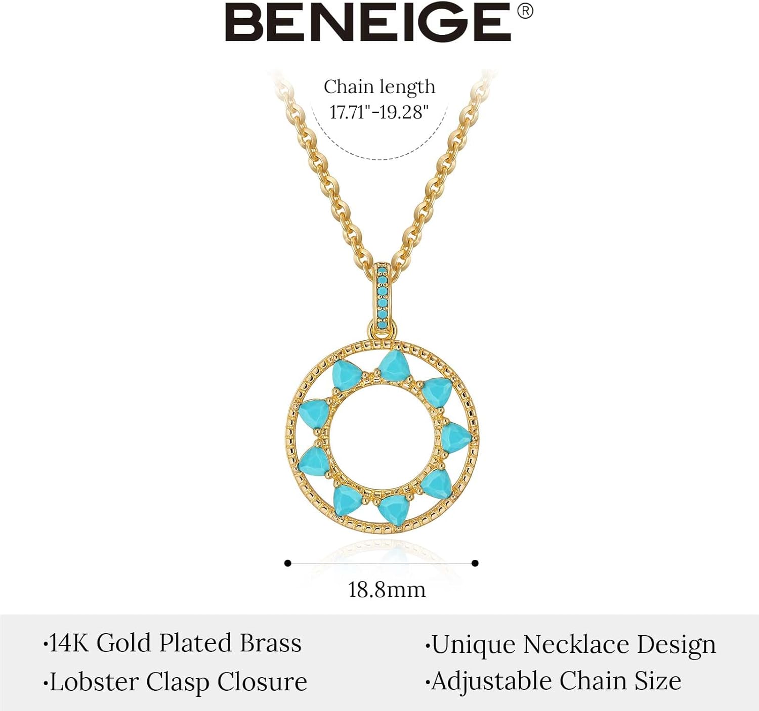 BENEIGE Gold Necklace Gold Plated with Cubic Zirconia Charm Necklaces - Image 4