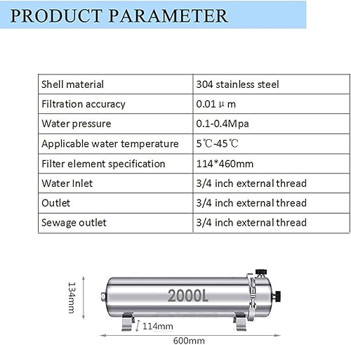 Miniatura 8 de INTBUYING Filtro de membrana de ultrafiltración de acero inoxidable Membrana de ultrafiltración PVDF Presión externa Purificador de agua lavable