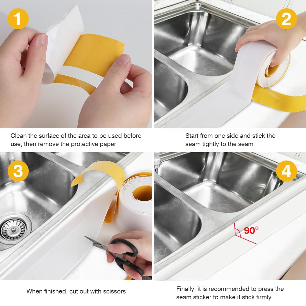 Listón Autoadhesivo Para Sellar Baño Y Cocina - 6 Metros, PVC Flexible, Color Gris, Fácil De Colocar