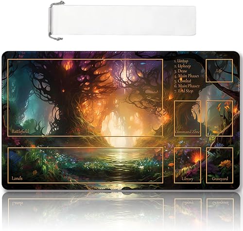 Tapete de juego MTG cosido de alta calidad con zonas y parte trasera de goma antideslizante, tapete de juego TCG para MTG y otros juegos de cartas,