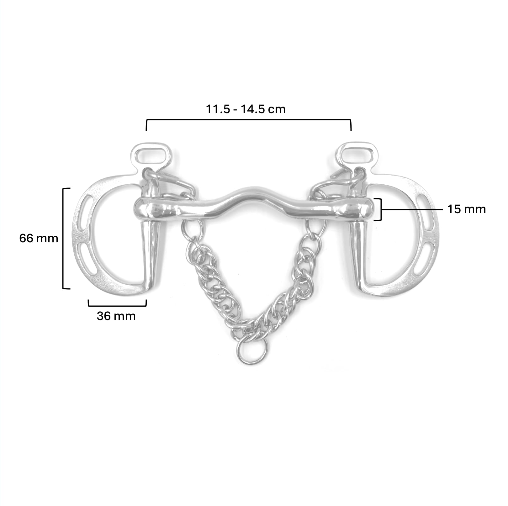 Gebiss Kimblewick Springkandare starre Stange mit Schlitzen und Zungenfreiheit aus satiniertem Edelstahl 16 mm (12.5 cm)