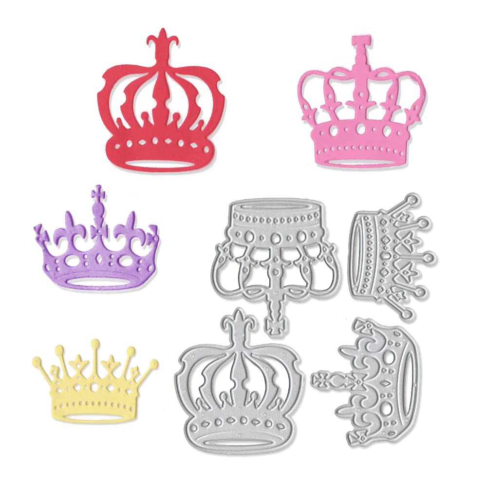 4 PCS Crown Metal Cutting Dies, Celebration Dies for Card Making DIY Photo Embossing Decorative Paper Card, DIY Décor Dies Craft…