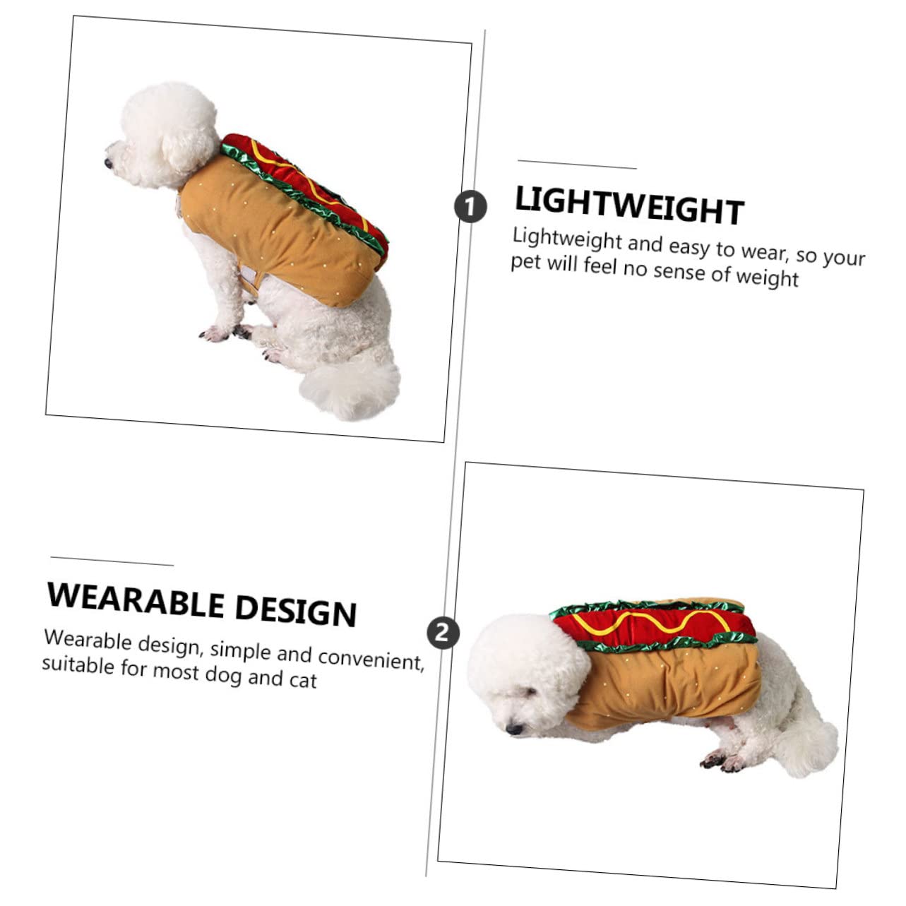 INOOMP Indumento Xxl Per Cani E Gatti Abbigliamento Natalizio Costume Da Hot Dog Per Feste Di Halloween
