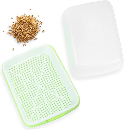 Miniatura 3 de Yardwe Plato de germinación de brotes de frijoles, bandeja para vivero, bandeja de propagador de jardín, macetas hidropónicas de trigo de jardín con