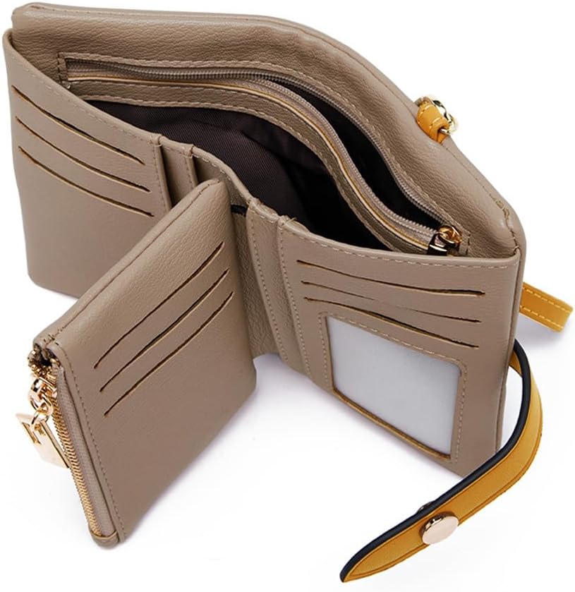 Wallets for Women Small Bifold Rfid Leather Ladies Wallets,Compact Wristlet Womens Billfold,Trifold Card Holder with Multi Credit Card Slot Zipper Coin Pocket and Wrist Strap(Khaki) - Image 2