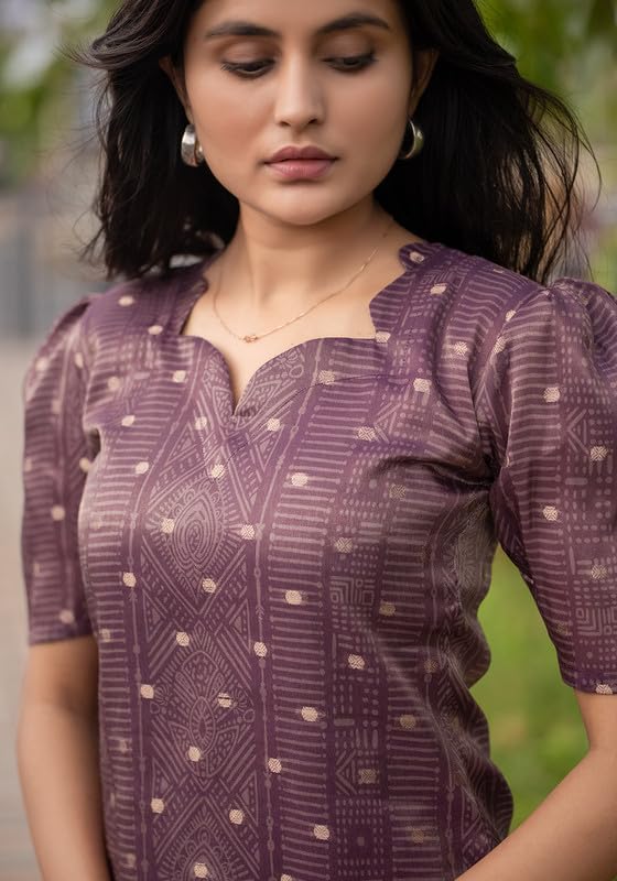 Image of Sun Fashion And Lifestyle Women's Simmer Stitched Printed Kurta Dupatta (KD8 Wine)