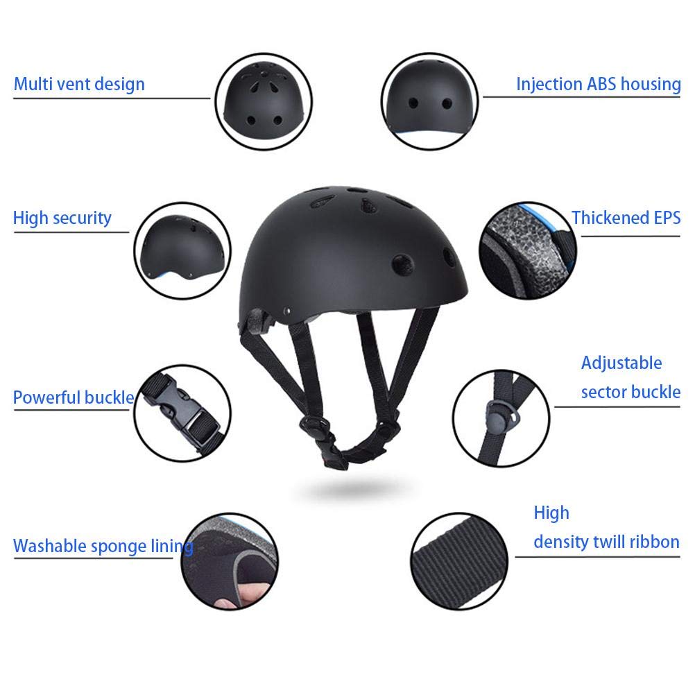 Juego de Equipo de Protección 7 en 1, Conjunto de Protección de Seguridad Multideportiva para Niños y Adultos con Rodilleras, Coderas, Muñequeras, Casco para Ciclismo, Scooter, (L)
