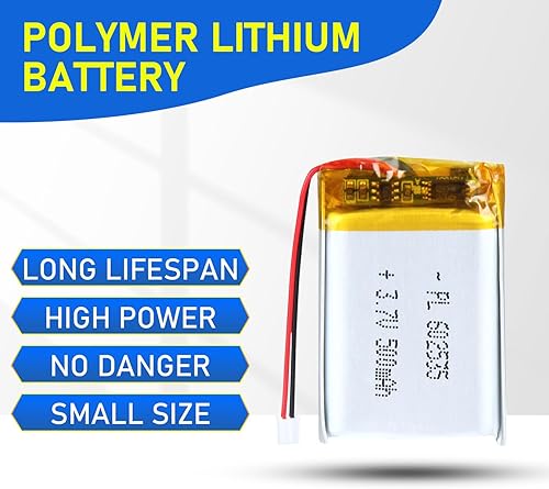 Miniatura 4 de 602535 3.7V Lipo Batería 500mAh 602535 Batería recargable de polímero de litio con conector JST PH2.0.000 in para dispositivo electrónico