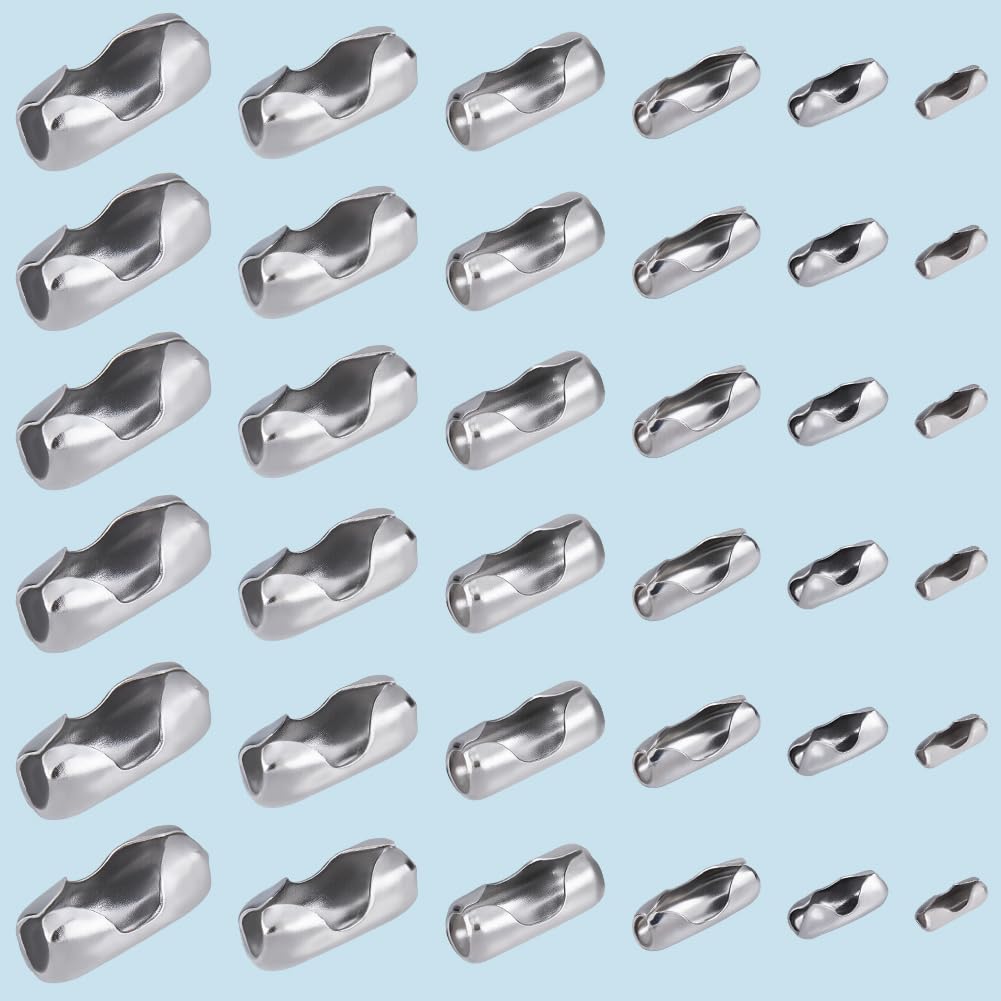 Beebeecraft 180 pz 6 Stili Catena A Sfere Fermagli 304 Catena in Acciaio Inox Perline Connettore Chiusura Clip Adatto per 1.2/2/2.4/3.2/4.5/5mm per La Creazione di Gioielli Appesi