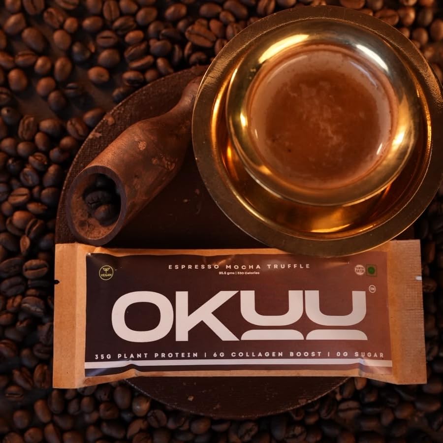 [BRSRYFILBACBMELV] OKUU ESPRESSO MOCHA Truffle 35 G Plant Protein Bar | Zero Sugar | Keto Friendly | Vegan | High Protein Snack | Caffeine & Collagen Boost | High Fiber (Pack of 20)