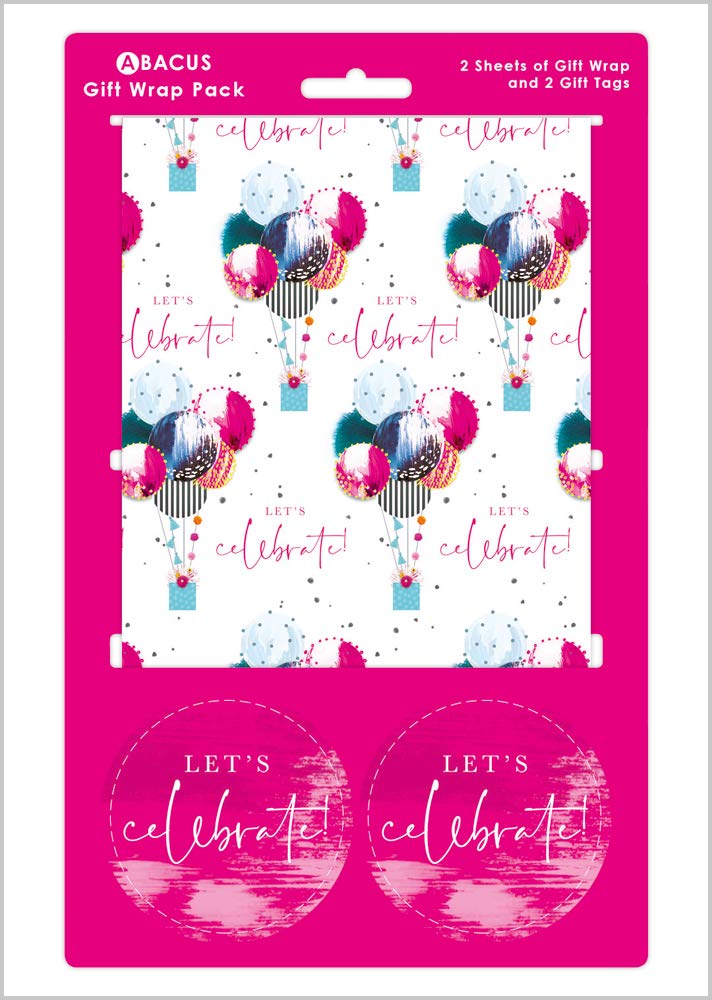 Carta Regalo Compleanno Abacus - 2 Fogli Palloncini Nero/Oro Con Etichette - Foto 2