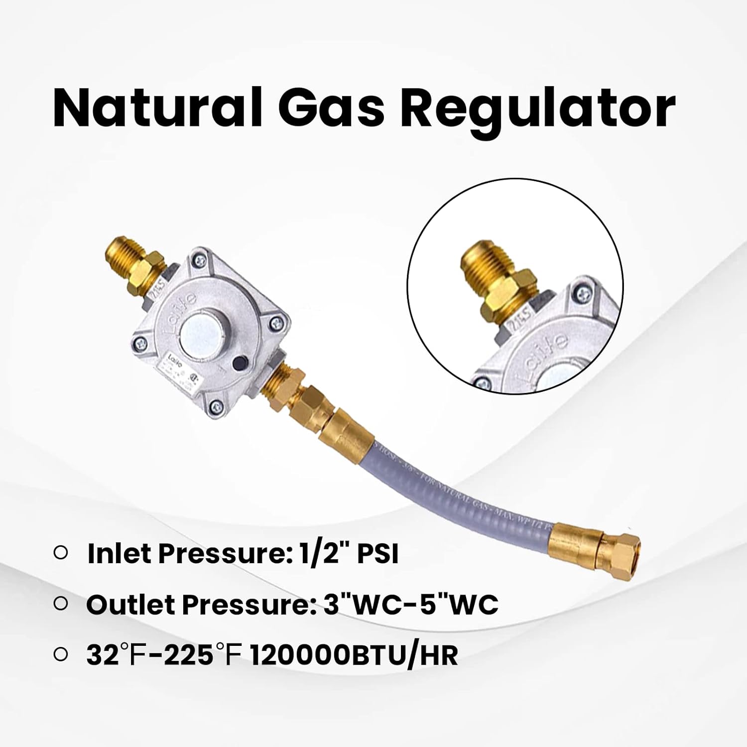 98523 97352 10Ft 1/2" ID Natural Gas Conversion Kit,Propane to Natural Gas Conversion Kit,Natural Gas Hose and Nature Gas Regulator,Compatible with Monument Grills Model 41847NG and 77352NG