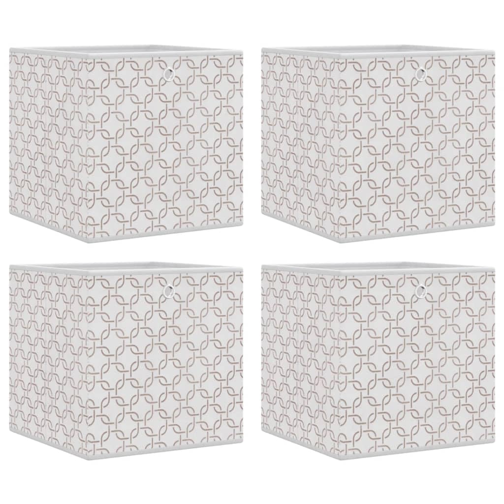 Gecheer Scatole portaoggetti pieghevoli in tessuto non tessuto, 4 pezzi, crema, contenitore portaoggetti con scomparti per camera da letto, soggiorno, bagno, sotto letto, guardaroba