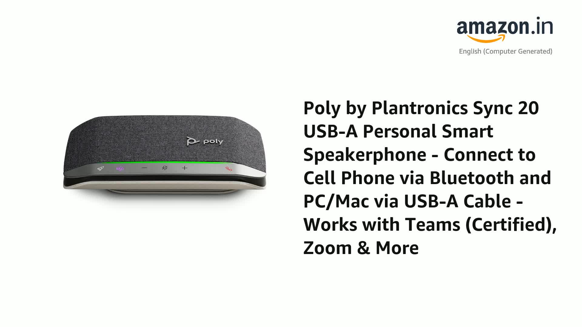 Poly by Plantronics - Sync 20 USB-A Smart Speakerphone. Personal