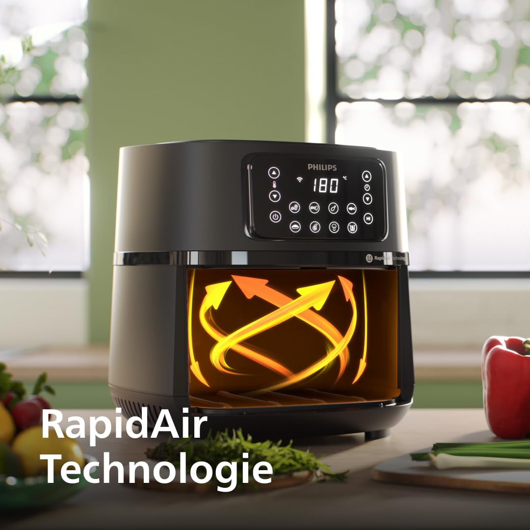 Philips 5000 Series Heißluftfritteuse XXL, 7,2 L (1,4 kg), 16-in-1, WiFi verbunden, 90% weniger Fett mit Rapid Air Technologie, Rezepte-App (HD9285/90)