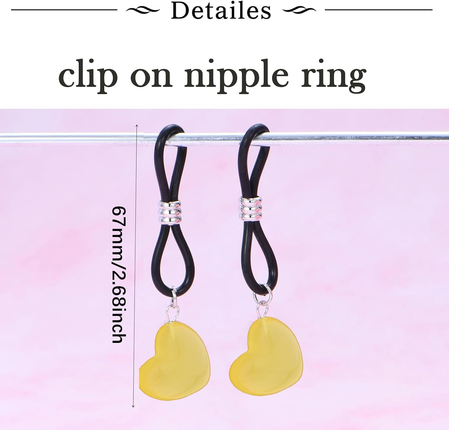 Longita Non Piercing Nipple Jewelry Glow in The Dark Fake Nipple Rings Adjustable Elastic Nooses Silicone Multicolor Cute Heart Non-Piercing Faux Body Jewelry for Women Comfortable Valentine's Day