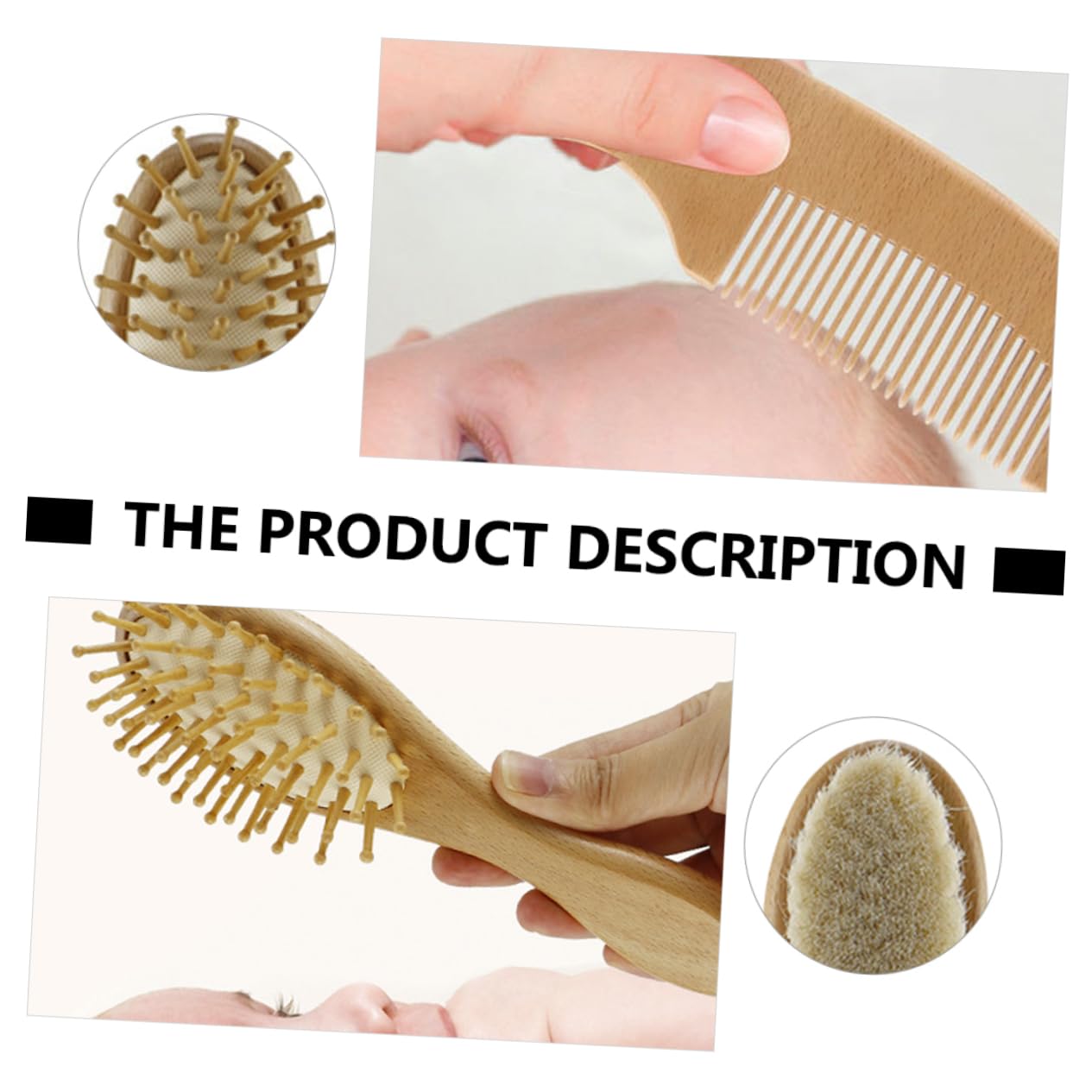 9 pezzi set di spazzole in lana culla for bambina culla for bambini pettine for capelli in legno spazzola for capelli con setole morbide for bambini pettine for culla setole in legno spazzola for bamb