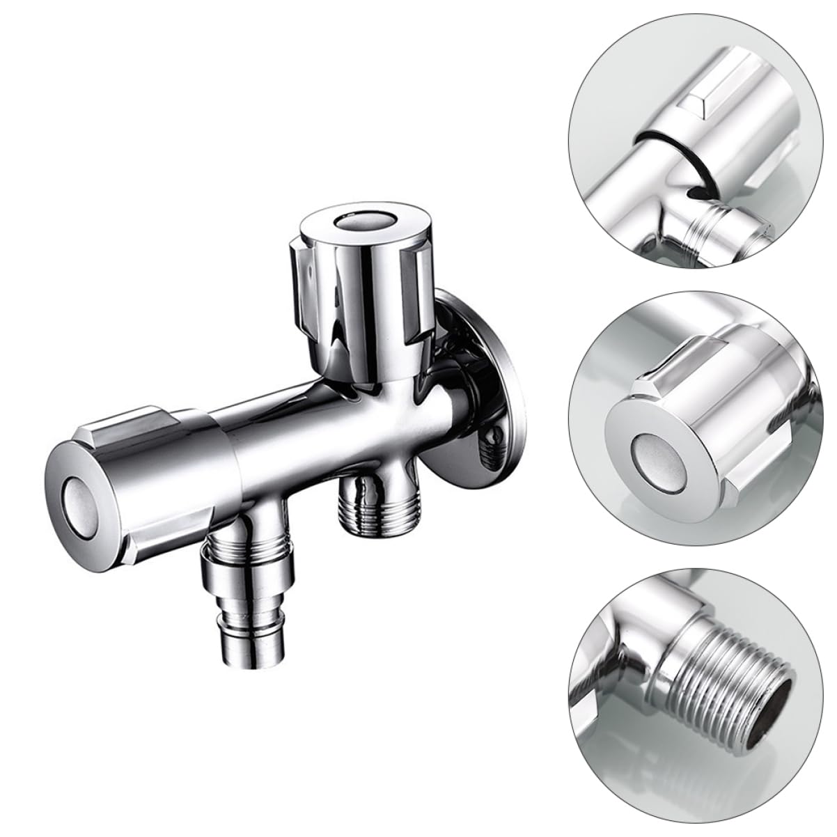 SHINEOFI Válvula de Cierre Doble para Lavadora Diseño Simple y Material de Acero Inoxidable, Práctica Prueba de Fugas para Cocina y Baño