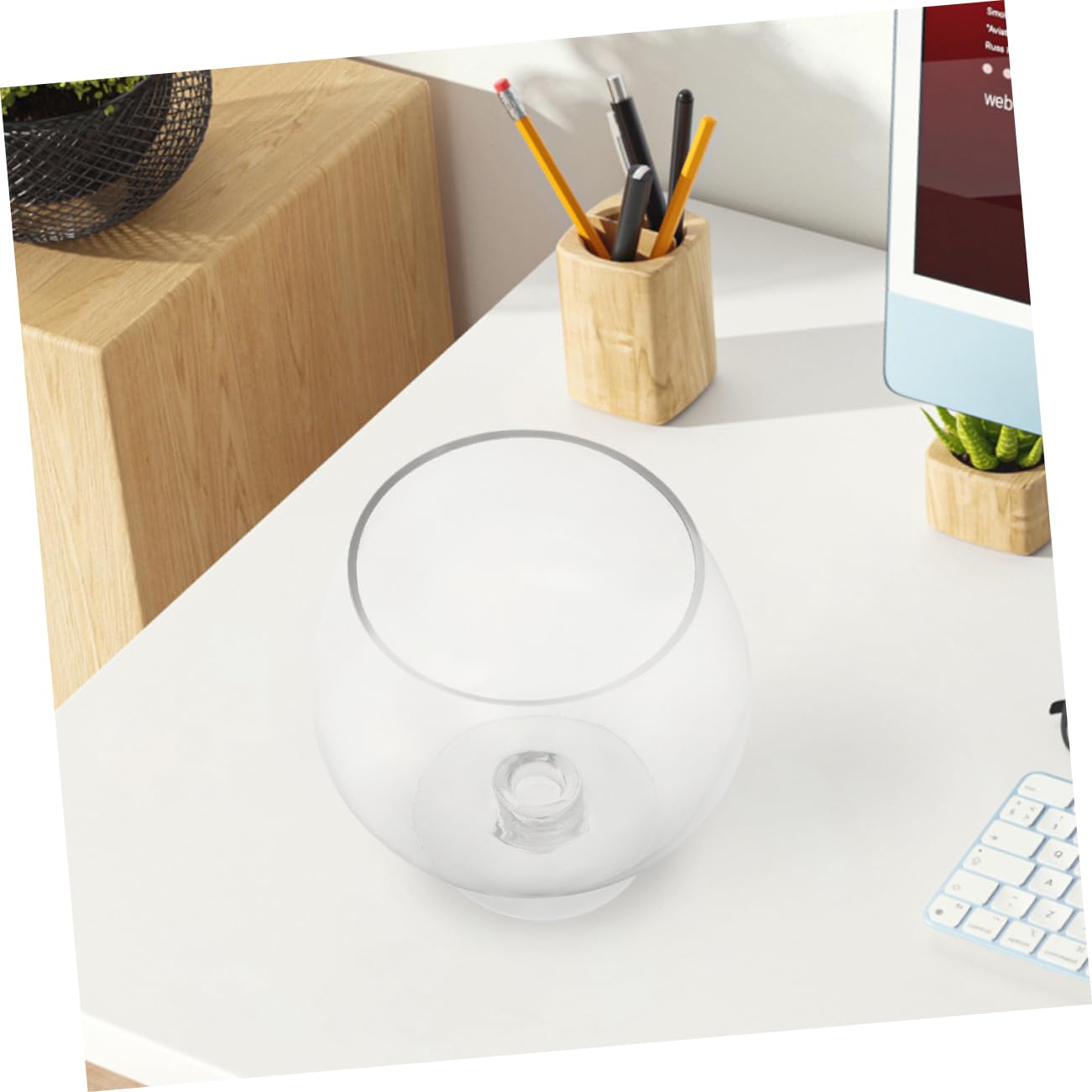 TOPBATHY Acquario in Vetro Trasparente Da Tavolo Per Pesci Rossi Vaso Acquario Piccolo Per Pesci Betta Terrario Per Piante Acquatiche Design Decorativo Elegante