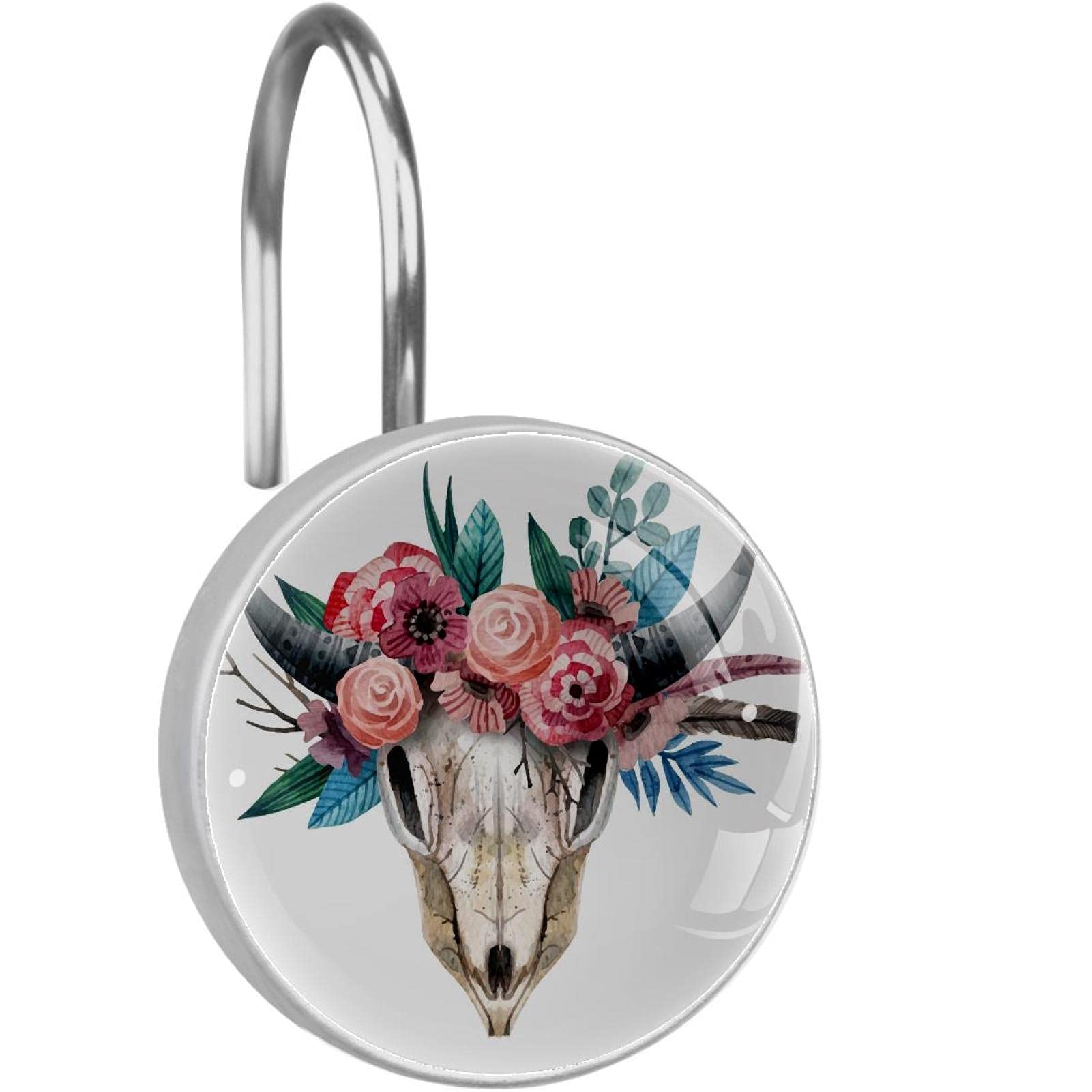 Crochets de rideau de douche cerf en métal inoxydable chic