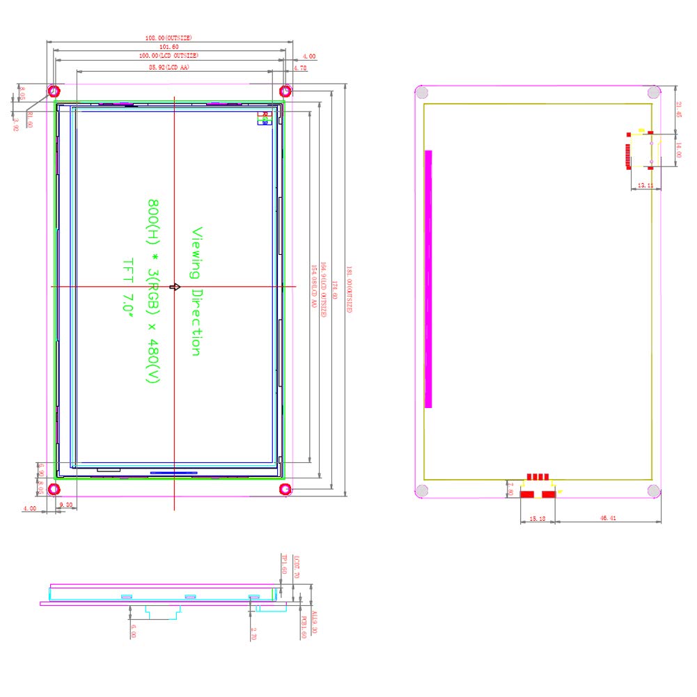 Nextion 7 pulgadas HMI pantalla táctil resistiva 5V TFT LCD 800x480 para Arduino ESP32 tablero de desarrollo (NX8048T070) 3