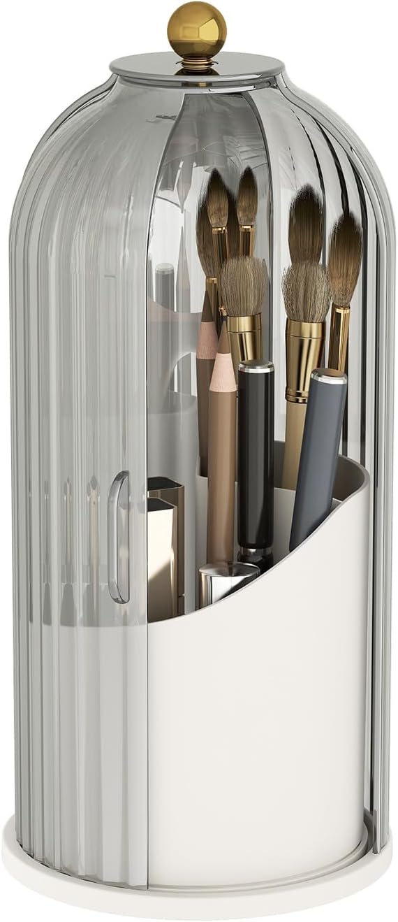 Dimmeda Makeup Brush Holder Organizer with Lid, 360