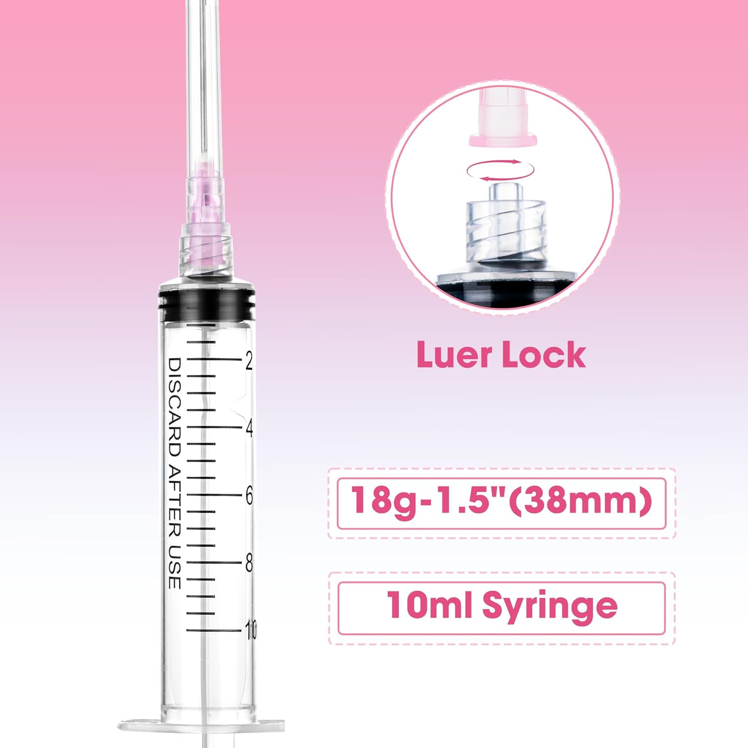 10 mL Syringes with Needle 18 Gauge 1.5 inch - 10cc Large Capacity Luer Lock Syringe, 100 Pack Individually Wrapped - Heavy Duty for Epoxy Resin, Industrial Lubrication & Scientific Use